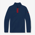 Ole Miss quarter zip pullover in navy with red Rebels lettering - front view - GMDY collegiate apparel