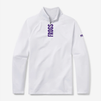 TCU Horned Frogs white quarter zip with purple lettering by GMDY front view
