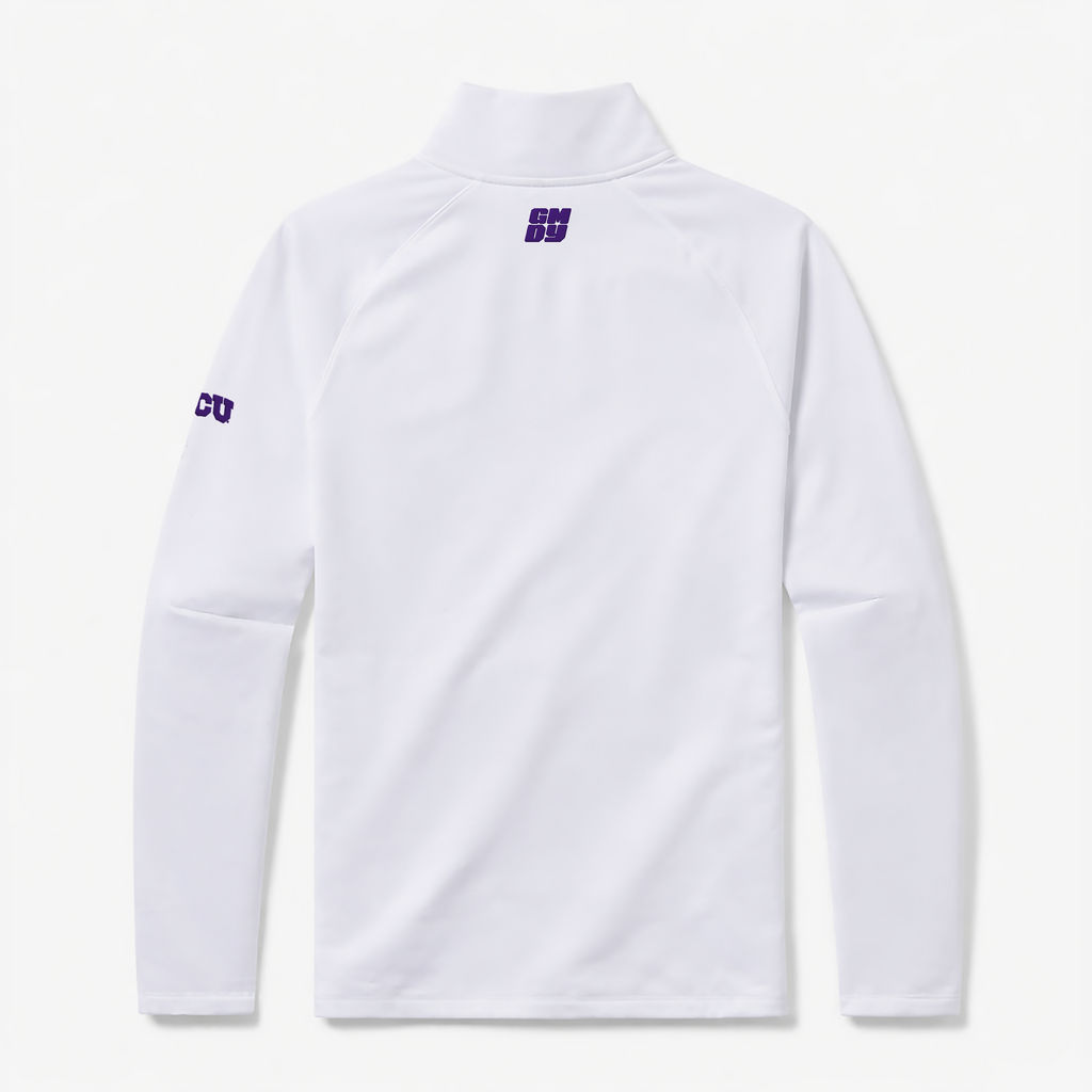 TCU Horned Frogs white quarter zip by GMDY back view
